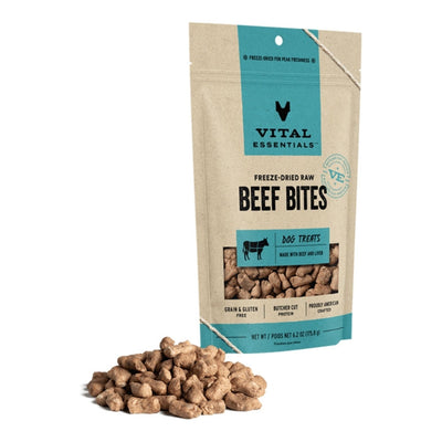 Vital Essentials Dog Freeze-Dried Grain-Free Beef Bites Dog Treats, 6.2 oz