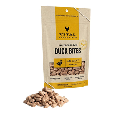 Vital Essentials Dog Freeze-Dried Treat Bites Duck 2oz.