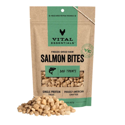 Vital Essentials Dog Freeze-Dried Raw Grain-Free Salmon Bites Dog Treats, 5 oz
