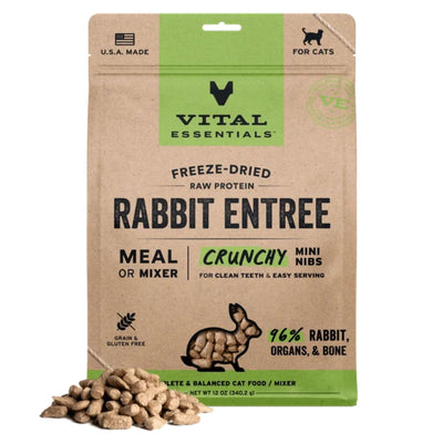 Vital Essentials Cat Freeze-Dried Raw Grain-Free Rabbit Entree Mini Nibs 12 oz