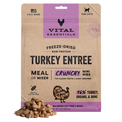 Vital Essentials Cat Freeze-Dried Raw Grain-Free Turkey Entree Mini Nibs 8 oz
