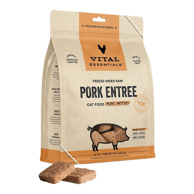 Vital Essentials Freeze-Dried Raw Pork Mini Patties Cat Food - Grain-Free, 8 oz