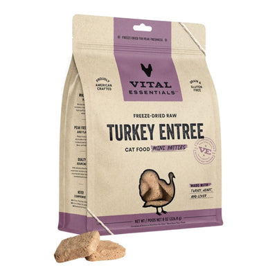 Vital Essentials Freeze-Dried Raw Turkey Mini Patties Cat Food - Grain-Free, 8 oz