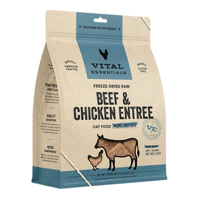 Vital Essentials FD Raw Beef and Chicken Mini Patties Cat Food, GF