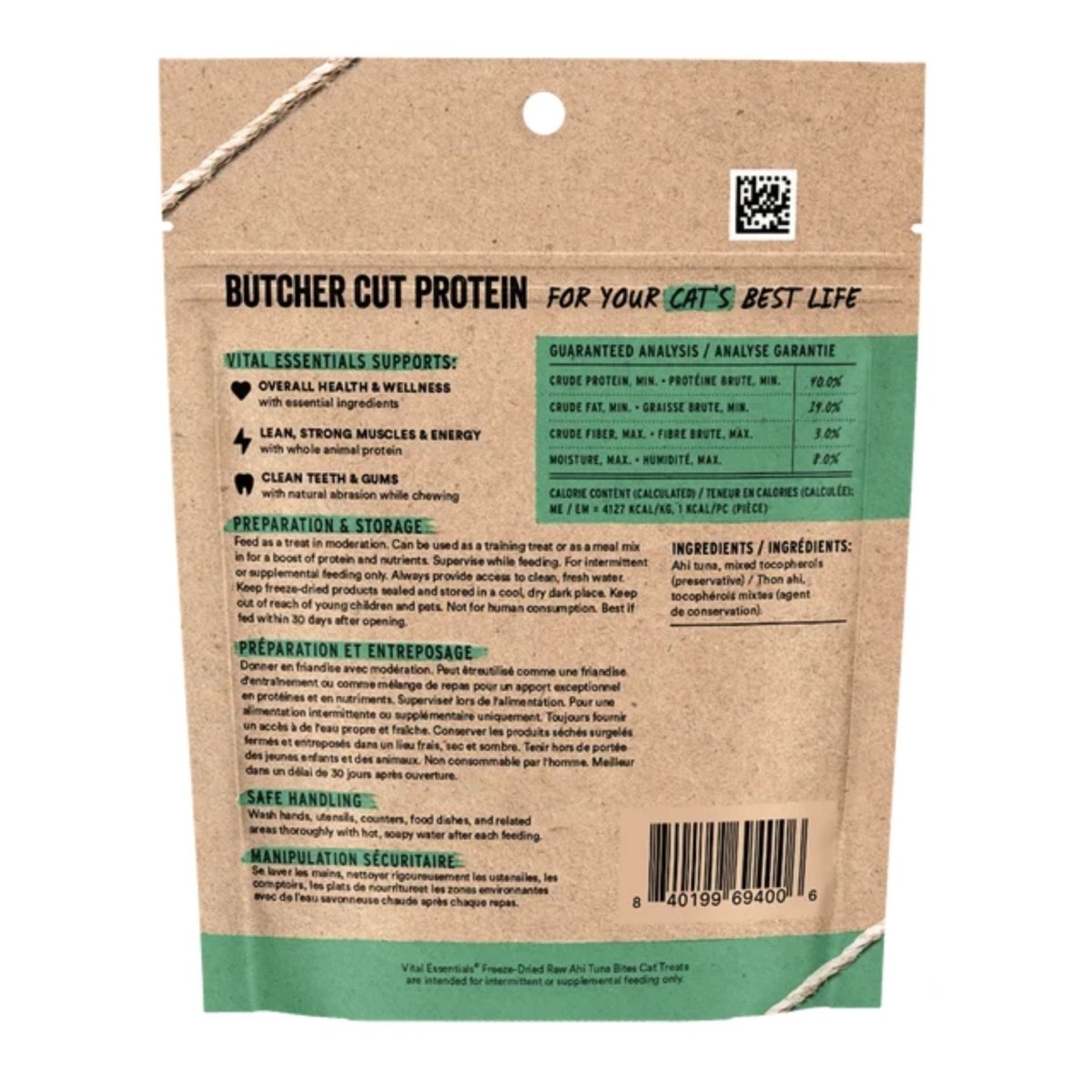 Vital Essentials Cat Freeze - Dried Grain Free Ahi Tuna Bites Treats 1.1oz. - Pets Perfect