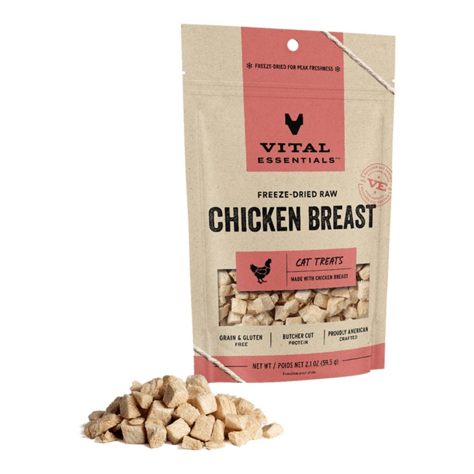 Vital Essentials Cat Freeze-Dried Raw Grain-Free Chicken Breast Cat Treats, 2.1 oz