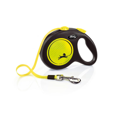 Flexi Classic Retractible Neon Reflective Tape Leash Black/Neon Yellow, 1ea/LG, 16 ft Default Title