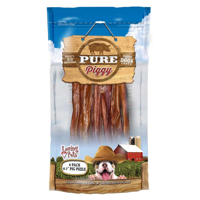 Loving Pets Pure Piggy Pig Pizzle Dog Treat, 6-7 in, 6-Count