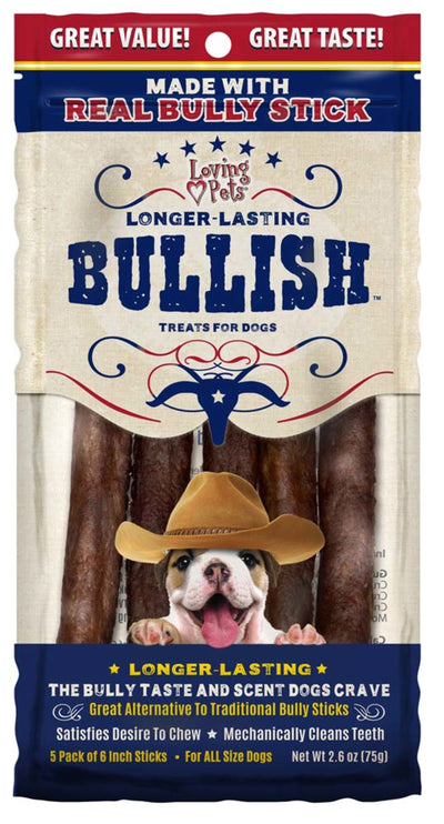 Loving Pets Bullish Sticks - Long-Lasting 6 in, 5-Pack