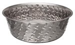 Loving Pets Diamond Plate Bowls with Non Skid Bottom Dog Dish Bowl Silver, 1ea/3 qt - Pets Perfect