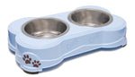 Loving Pets Double Diner Dog Bowl Murano Blue Medium, view 2