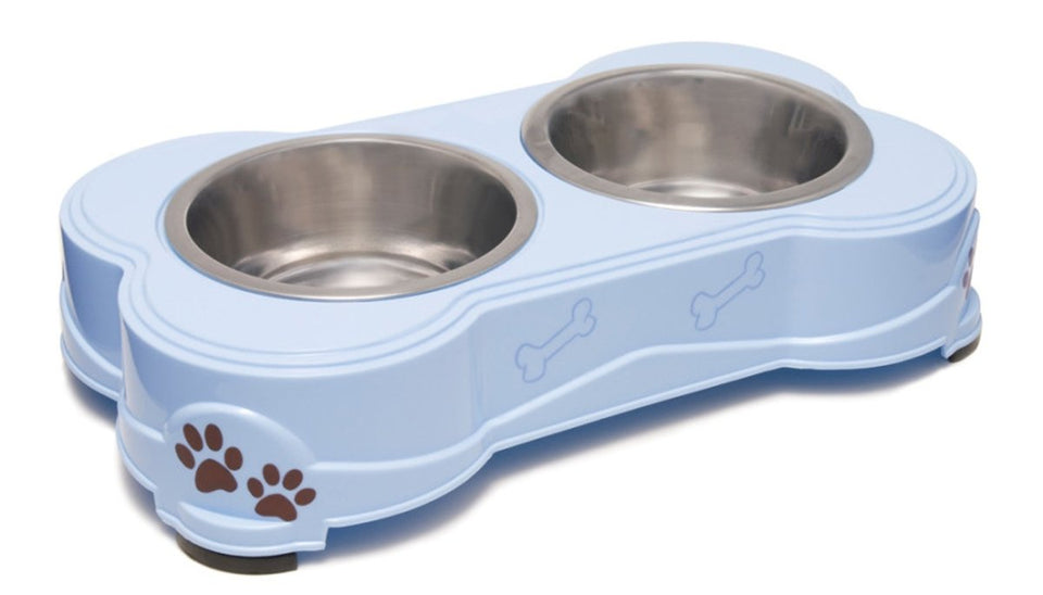 Loving Pets Double Diner Dog Bowl Murano Blue Medium
