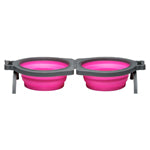 Loving Pets Travel Double Diner Dog Bowl Pink, 1ea/MD