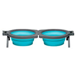 Loving Pets Bella Roma Travel Double Diner Dog Bowl Blue Medium - Pets Perfect
