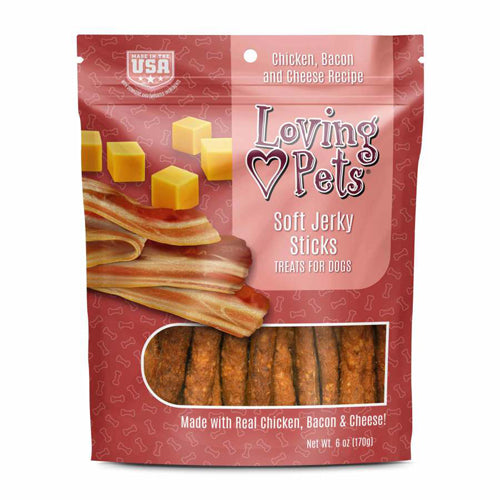 Loving Pets Soft Jerky Sticks Dog Treat Chicken, Bacon Cheese, 1ea/6 oz
