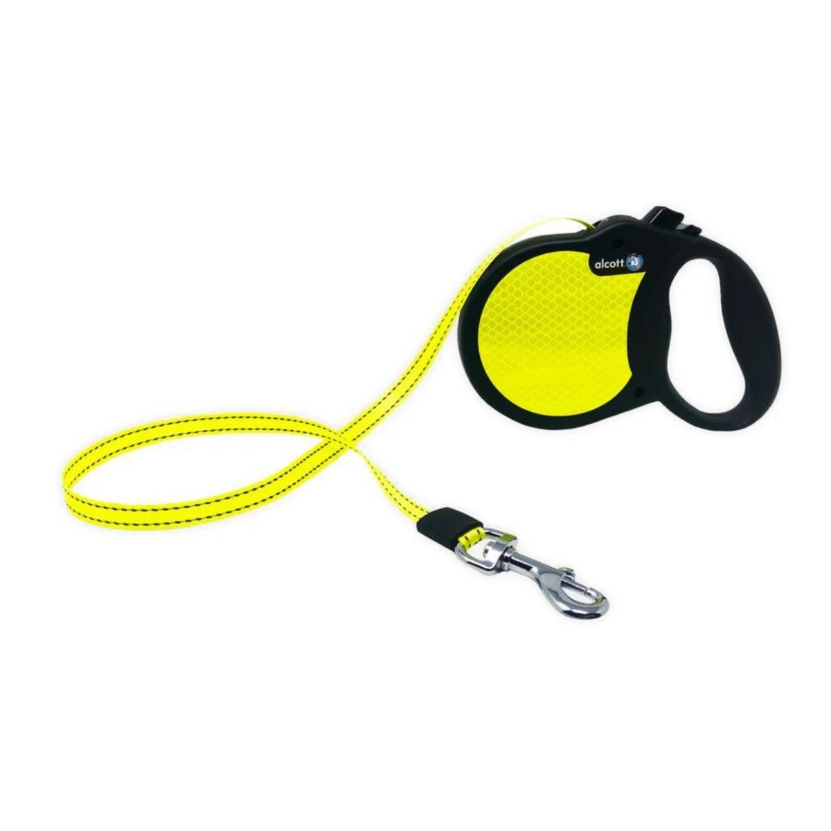 Alcott Visibility Retractable Belt Leash Neon Yellow Large - 16Ft - Pets Perfect