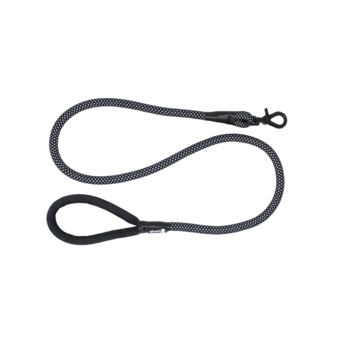 Alcott Rope Leash With Grip Support Black Large - Pets Perfect
