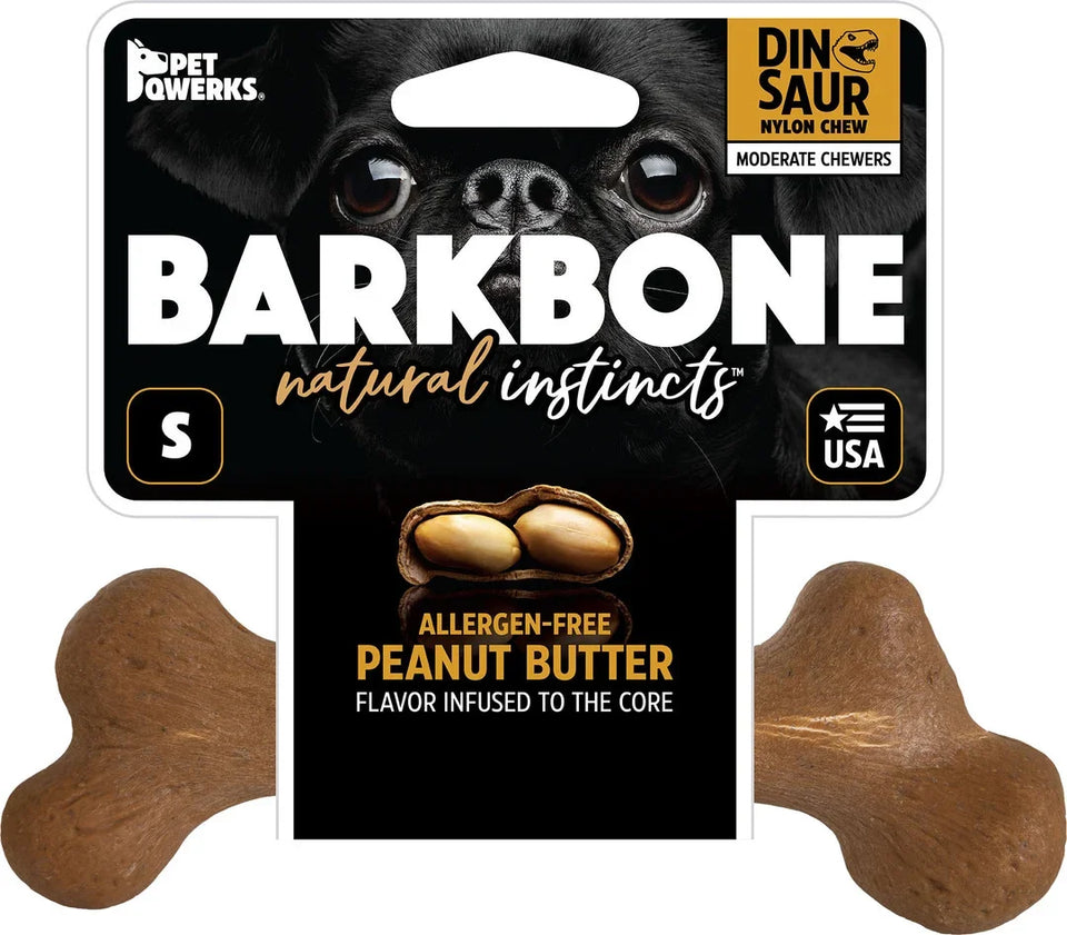 Pet Qwerks Dinosaur Barkbone Peanut Butter Small