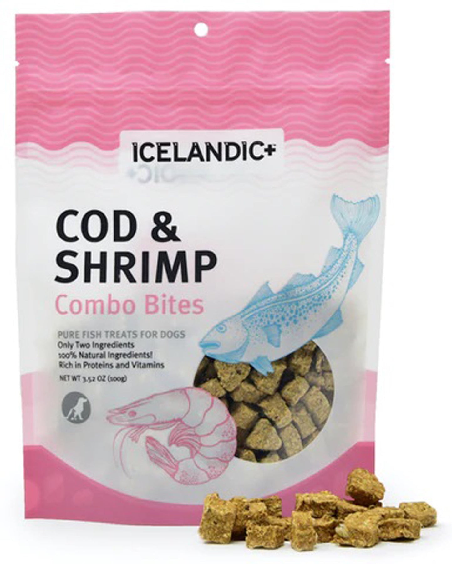 Icelandic Cod And Shrimp Combo Bites Fish Dog Treat 3.52 - oz. Bag - Pets Perfect