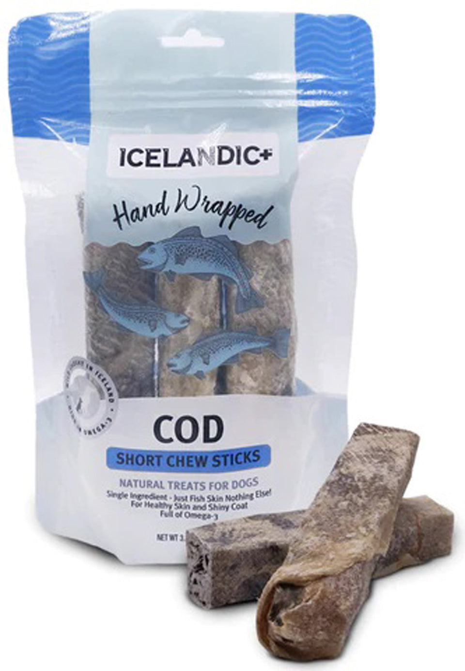 Icelandic Dog Cod Skin Dog Chew Stick 5 in 3-Count