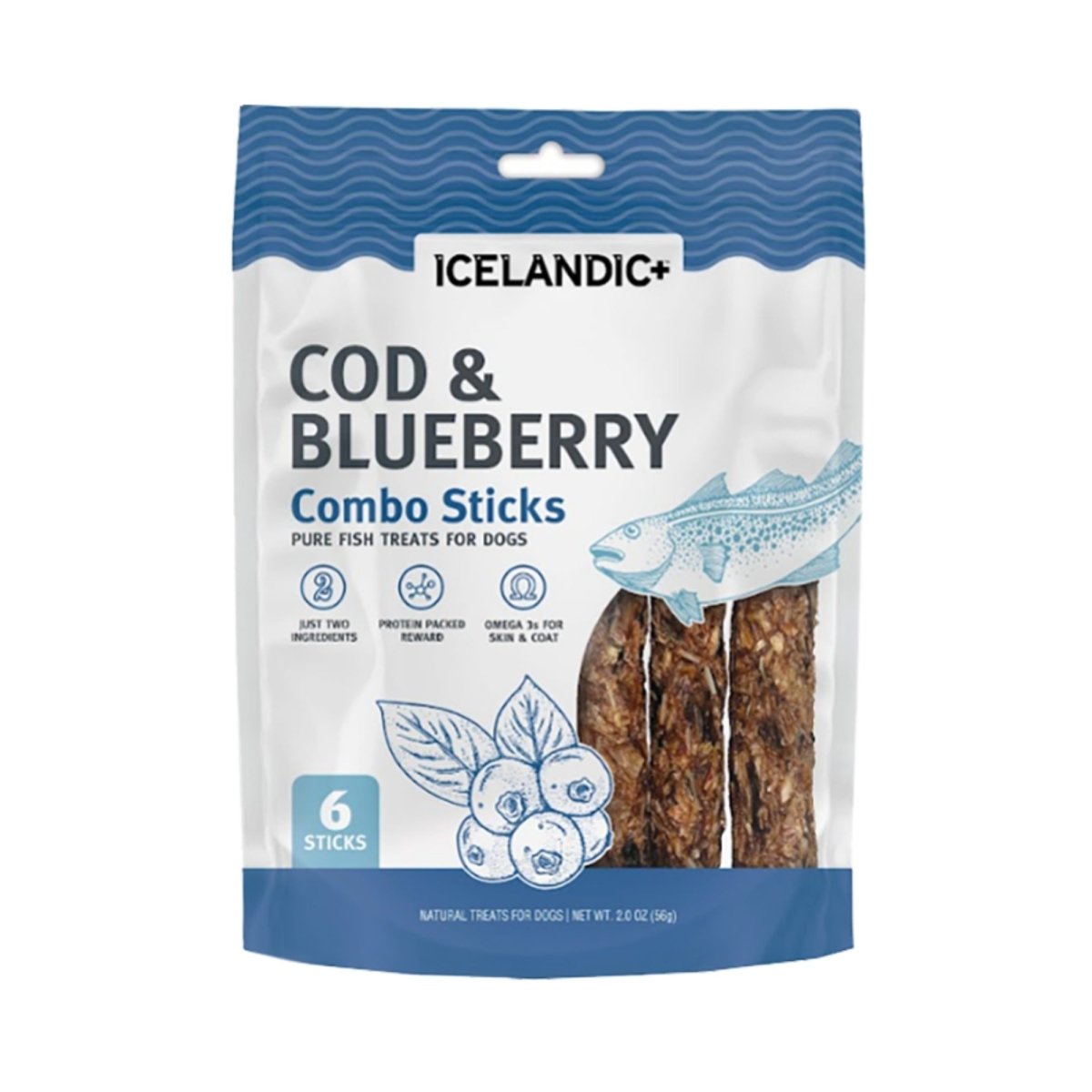 Icelandic Dog Cod & Blueberry Combo Sticks 2oz. - Pets Perfect