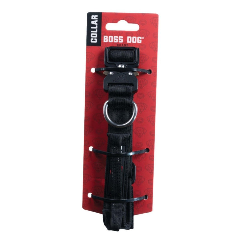 Boss Dog Tactical Adjustable Dog Collar Black, Small, 13-16 in