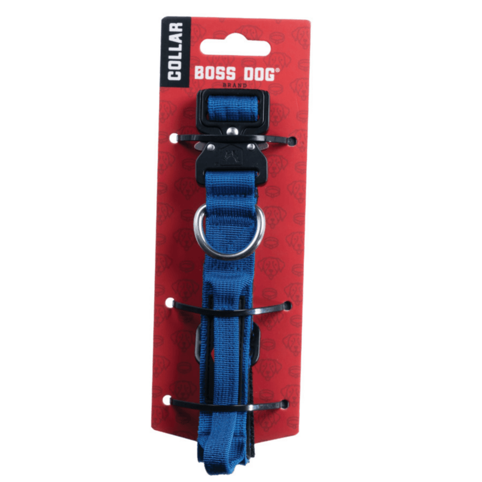 Boss Dog Tactical Adjustable Dog Collar Blue, Small, 13-16 in