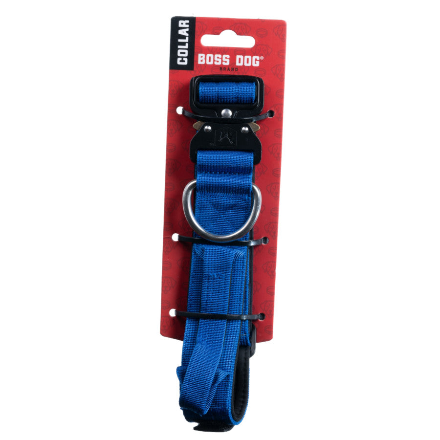 Boss Dog Tactical Adjustable Dog Collar Blue, Medium, 15-18 in