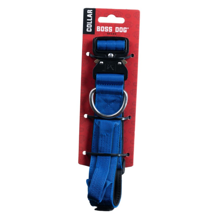 Boss Dog Tactical Adjustable Dog Collar Blue, Medium, 15-18 in