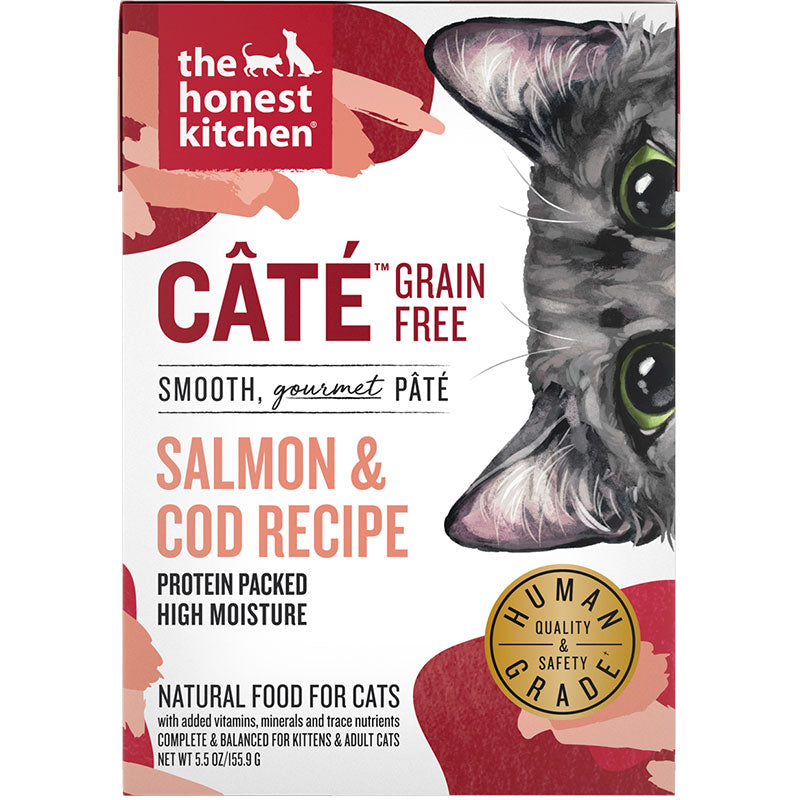 Honest Kitchen Cat Cate Salmon and Cod Pate, 5.5 oz each, Case of 12