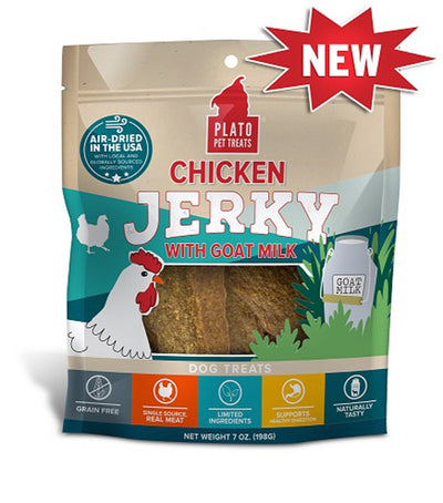 Plato Dog Jerky Chicken With Goat's Milk, 7 oz - Pets Perfect
