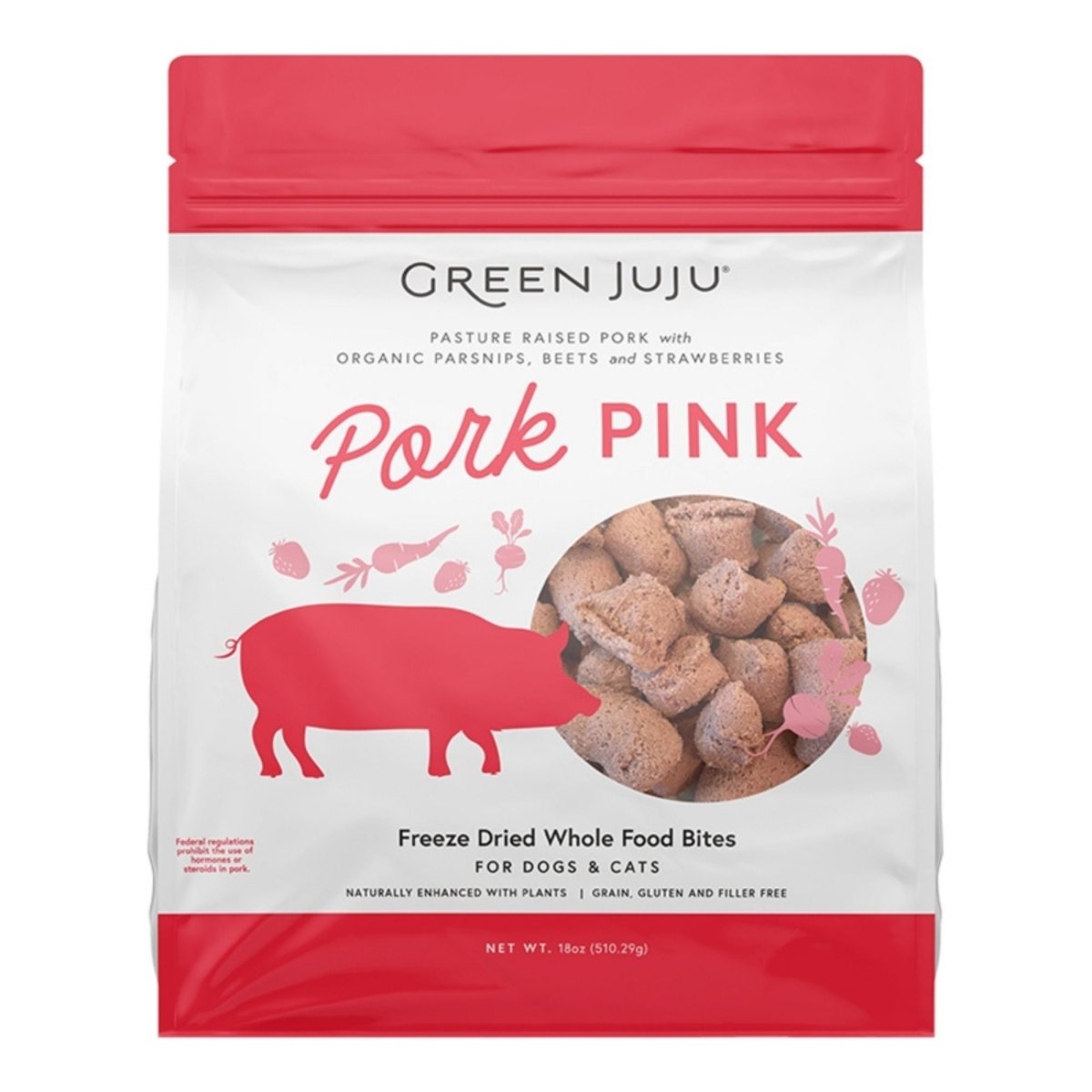 Green Juju Dog Freeze Dried Topper Pork Pink 18oz. - Pets Perfect