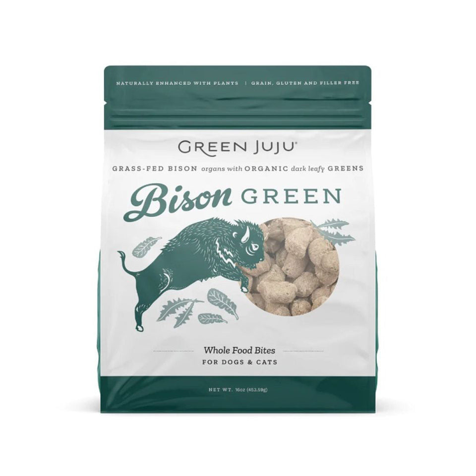 Green Juju Dog Freeze-Dried Topper Bison Green 16 oz