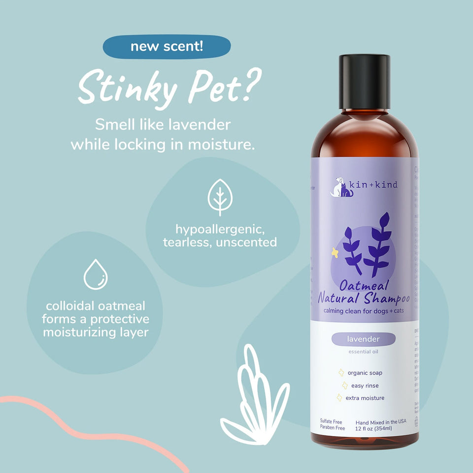 Kin+Kind Pet Shampoo Oatmeal Lavender 12 oz