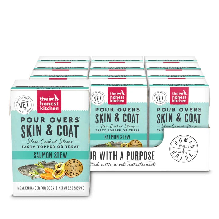 The Honest Kitchen Dog Grain-Free Pour Over Skin & Coat Salmon, 5.5 oz each, Case of 12