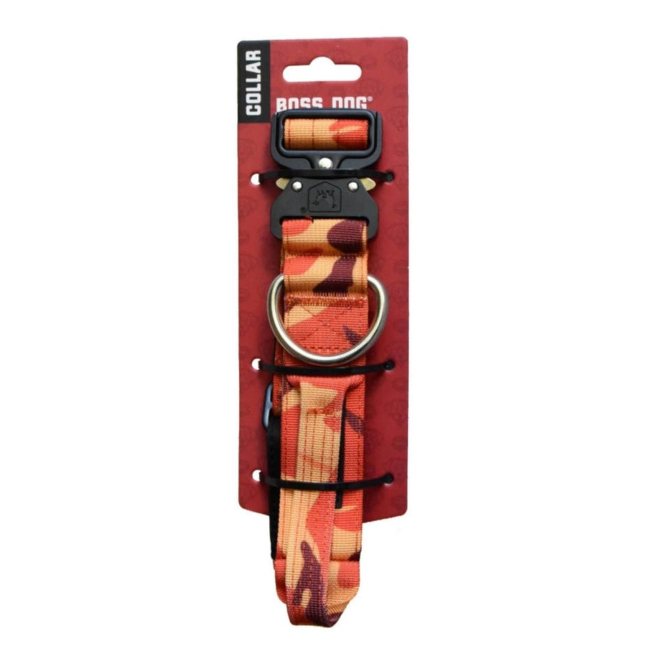 Boss Dog Tactical Adjustable Dog Collar Orange Camo, Large, 17-22 in
