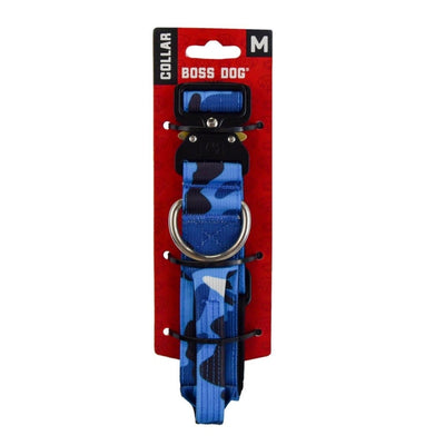 Boss Dog Tactical Adjustable Dog Collar Blue Camo, Medium, 15-18 in
