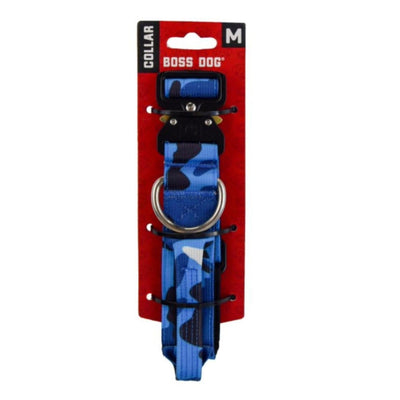 Boss Dog Tactical Adjustable Dog Collar Blue Camo, Large, 17-22 in