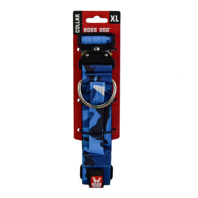 Boss Dog Tactical Adjustable Dog Collar Blue Camo, 1ea/XLarge, 20-28 in Default Title