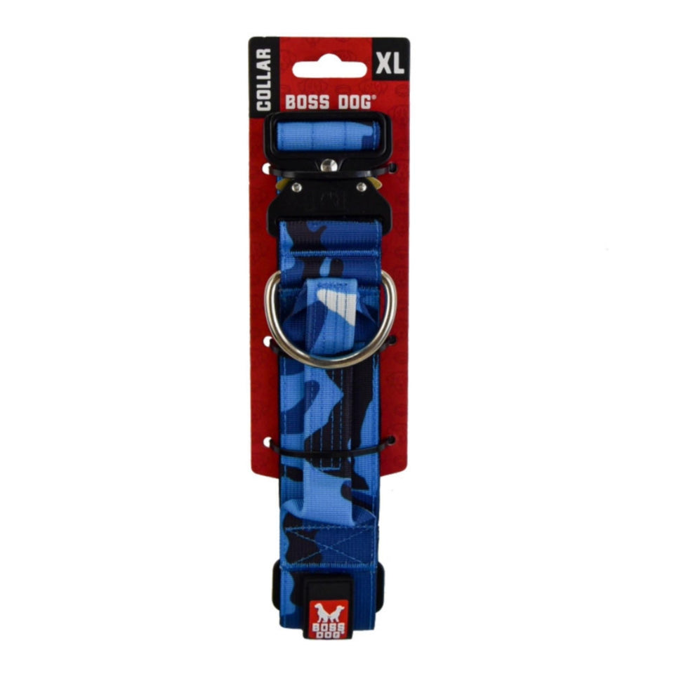 Boss Dog Tactical Adjustable Dog Collar Blue Camo, 1ea/XLarge, 20-28 in Default Title