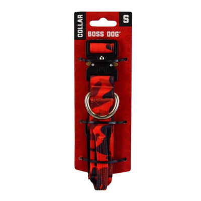 Boss Dog Tactical Adjustable Dog Collar Red Camo, Small, 13-16 in