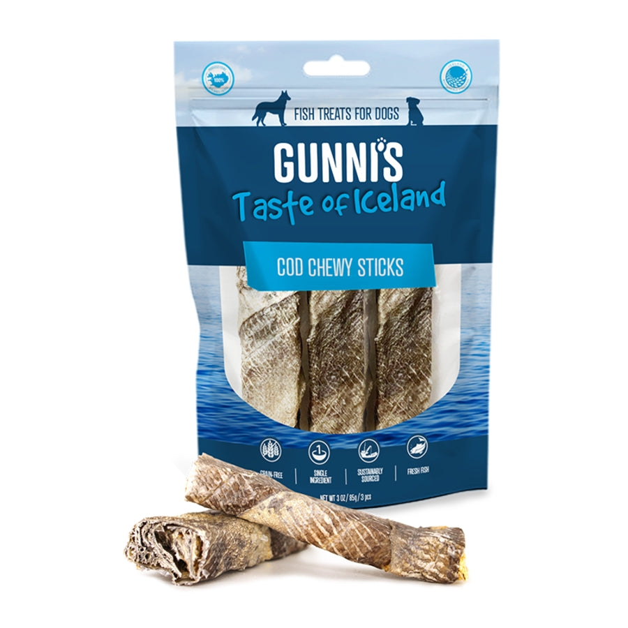 Gunnis Dog Chewy Sticks Cod Skin 3 ct