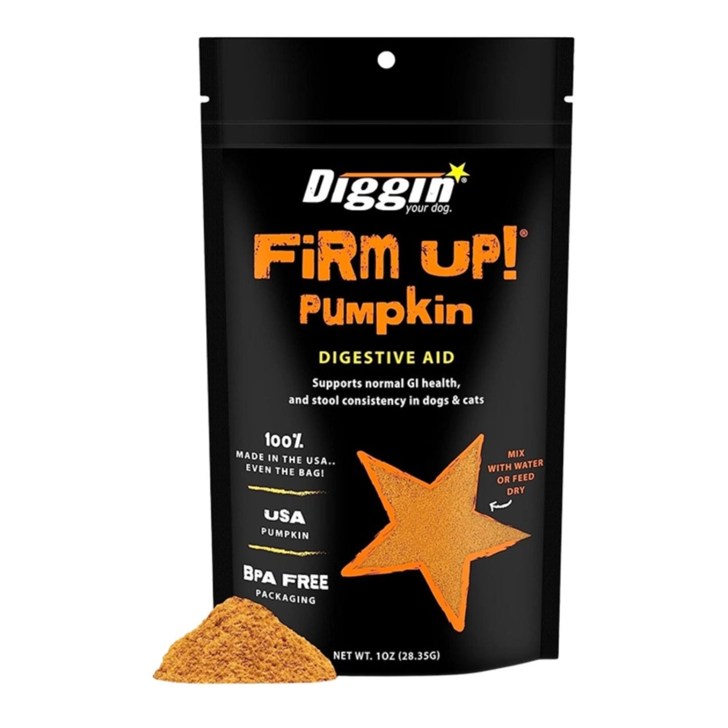 Diggin Your Dog Dog & Cat Firm Up! Pumpkin Digestive Aid, 1 oz Trial