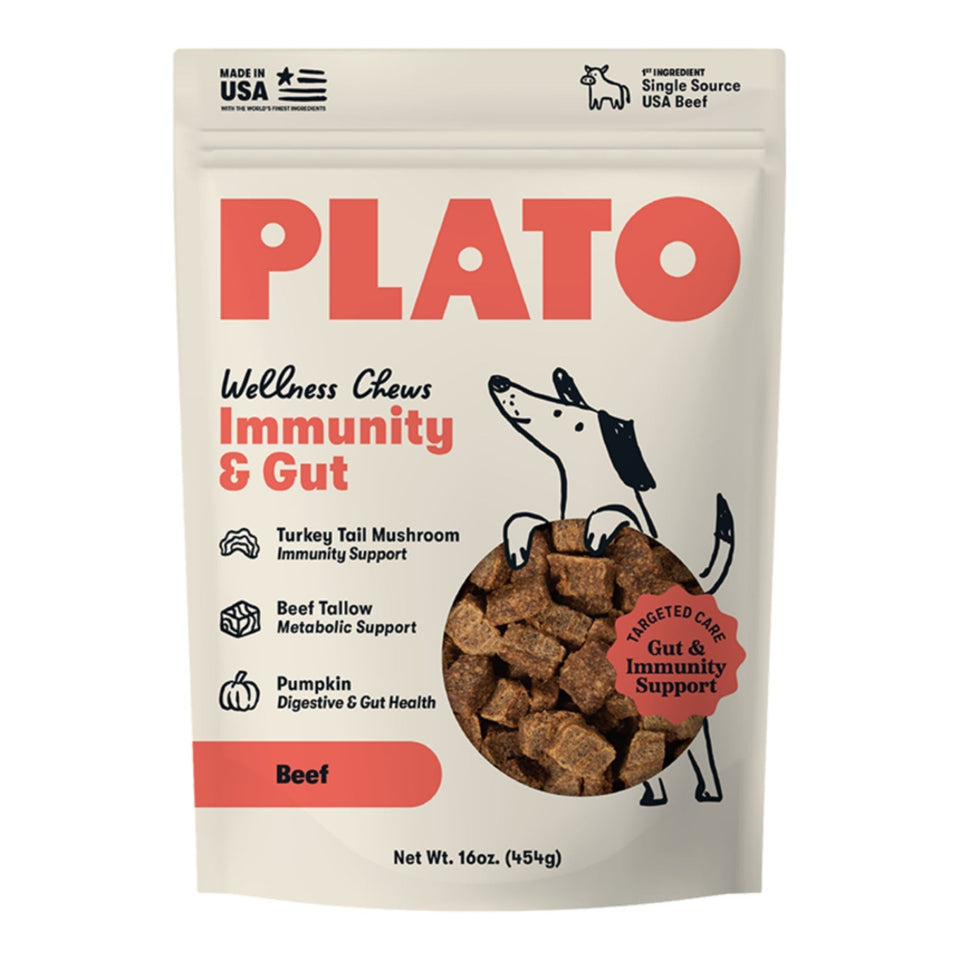 Plato Dog Immunity & Gut Wellness Chews 16oz. - Dog Supplements Digest and Urinary