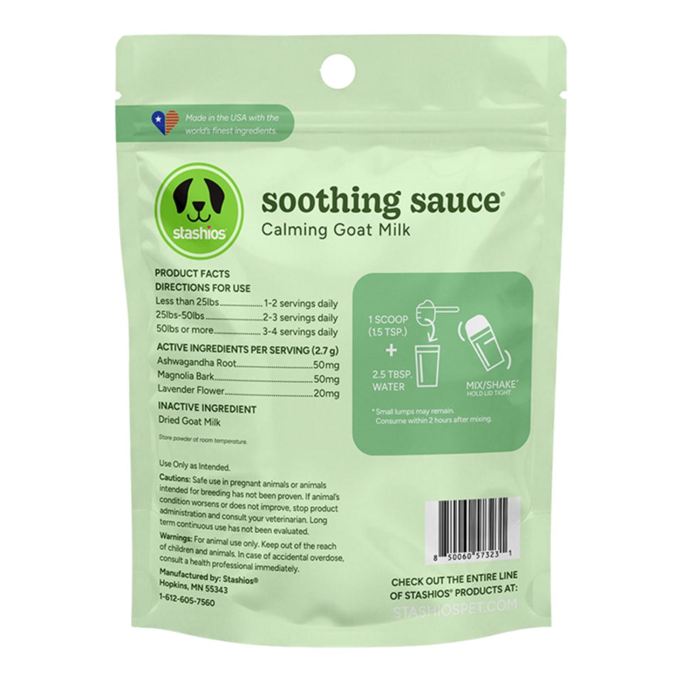 Stashios Dog Soothing Sauce Calming Goat Milk 3oz. - Dog Supplements Calming