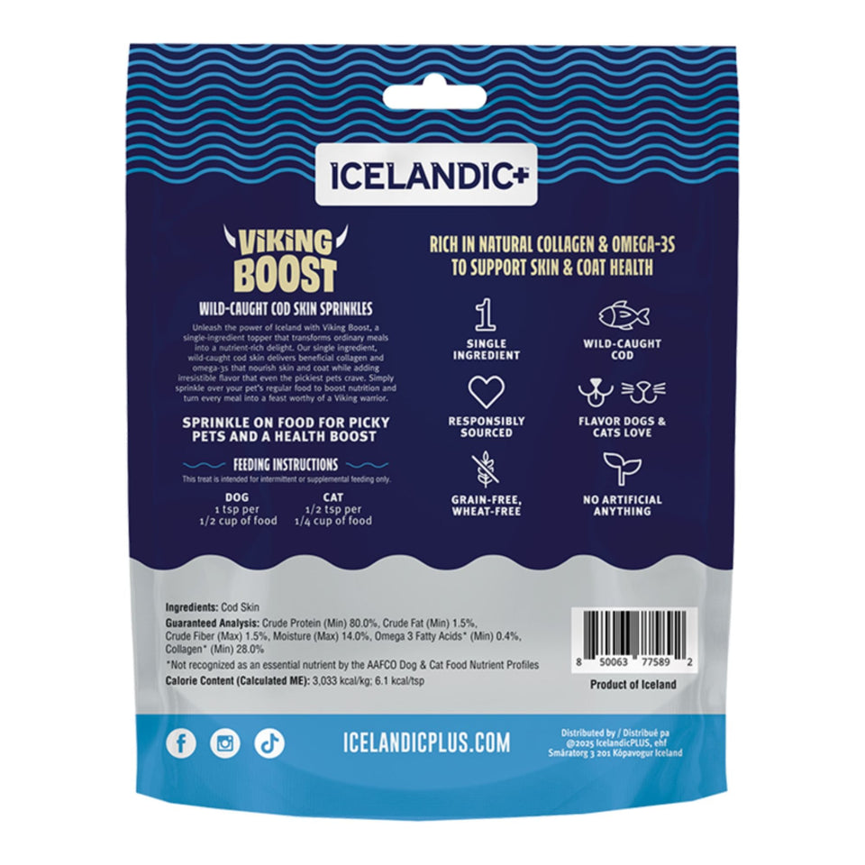 Icelandic Dog & Cat Viking Boost Cod Skin Food Topper 4oz.