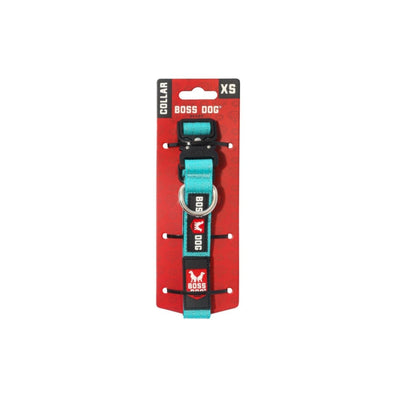 Boss Dog Tactical Adjustable Dog Collar Teal, X-Small, 11-14 in