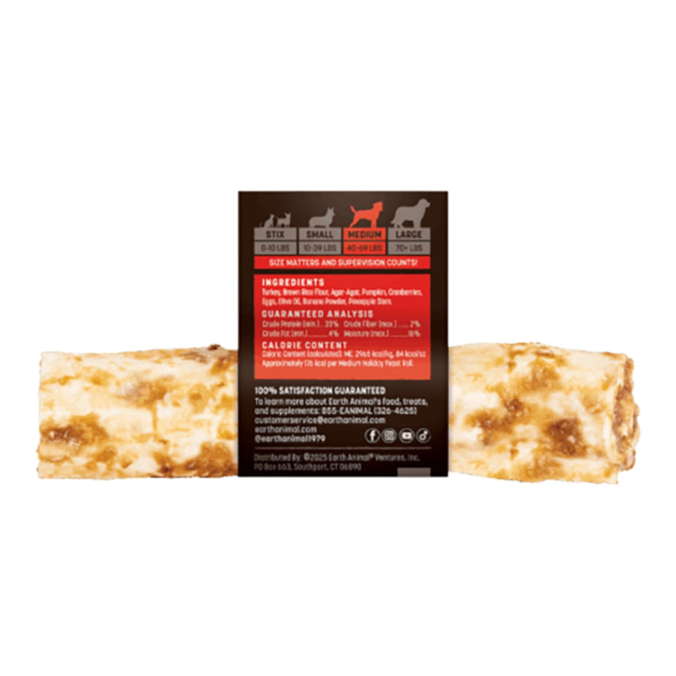 Earth Animal Dog No - Hide Seasonal Collection Holiday Feast Rolls Medium - 10 Count