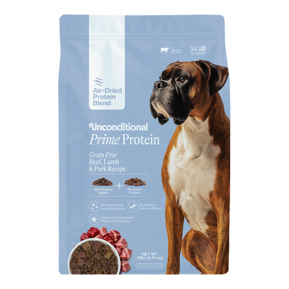 Unconditional Dog Prime Protein Air - Dried Grain Free Protein Blend Beef 18lbs.