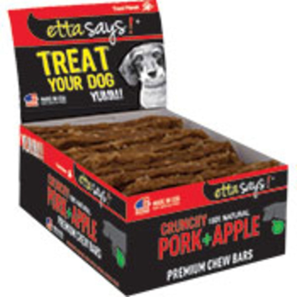 Etta Says Dog Premium Crunchy Chew Pork Bars - 12 Count - Pets Perfect